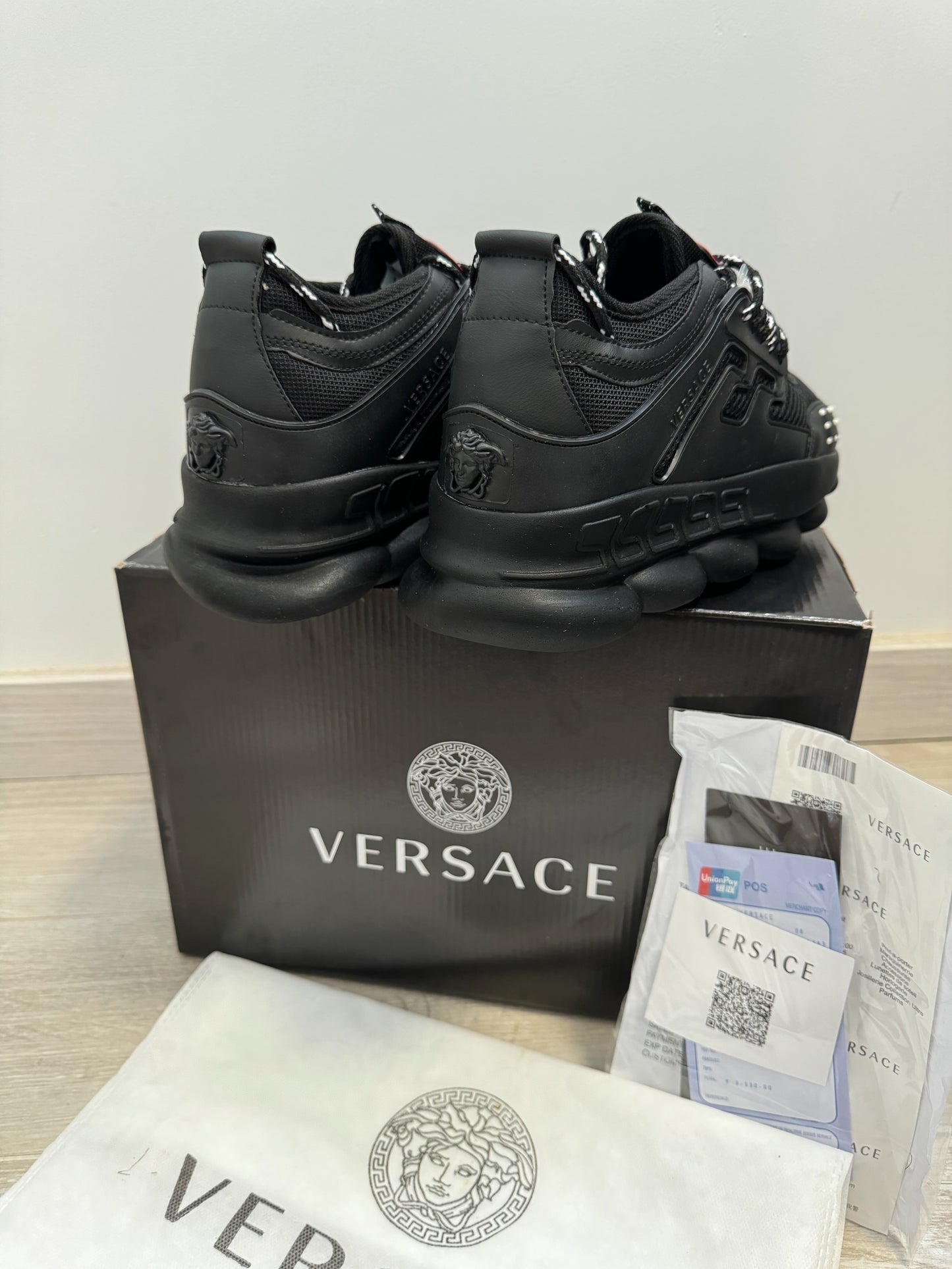 Versace Chain Reaction "Triple Black" sneakers