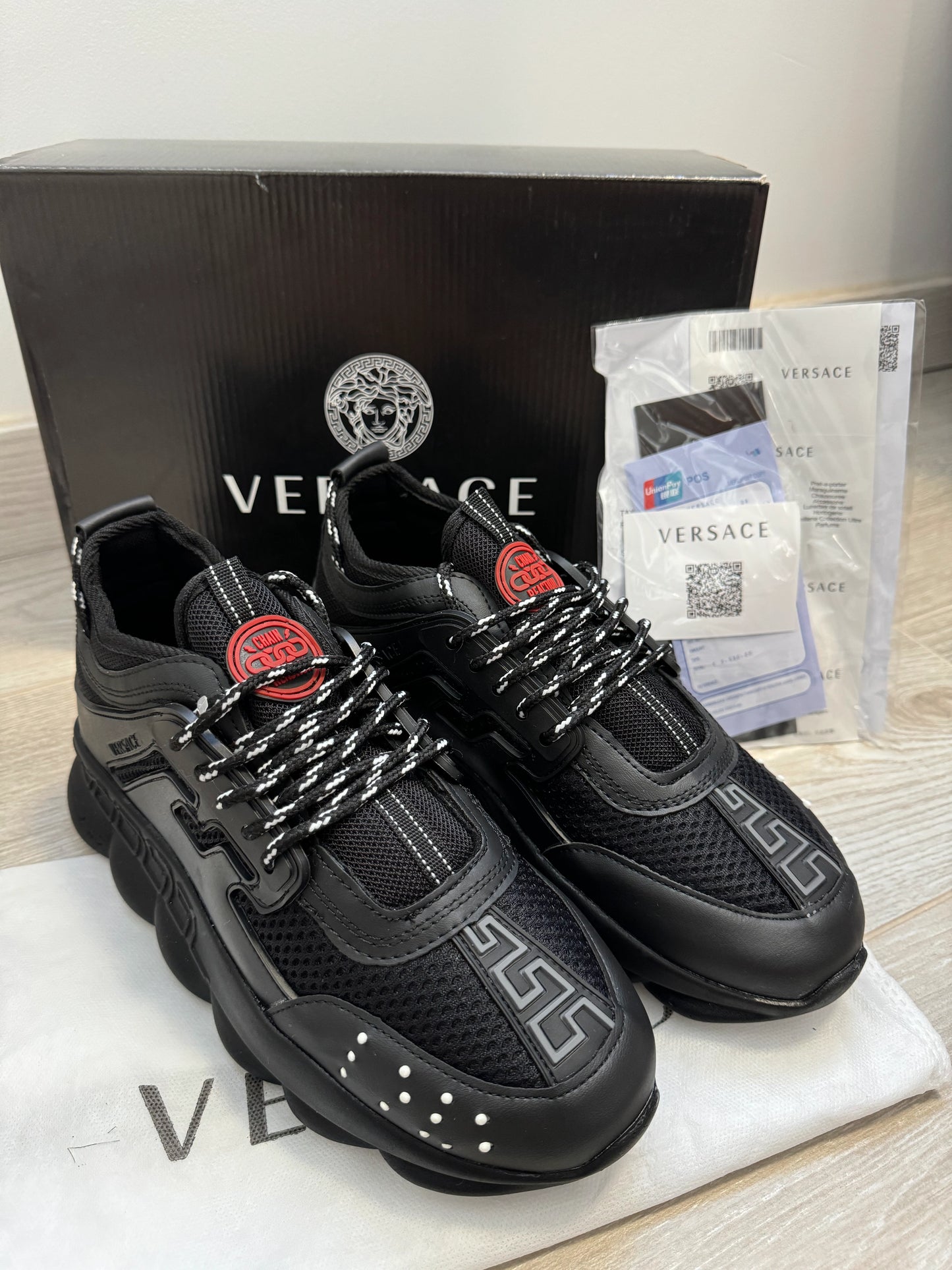 Versace Chain Reaction "Triple Black" sneakers