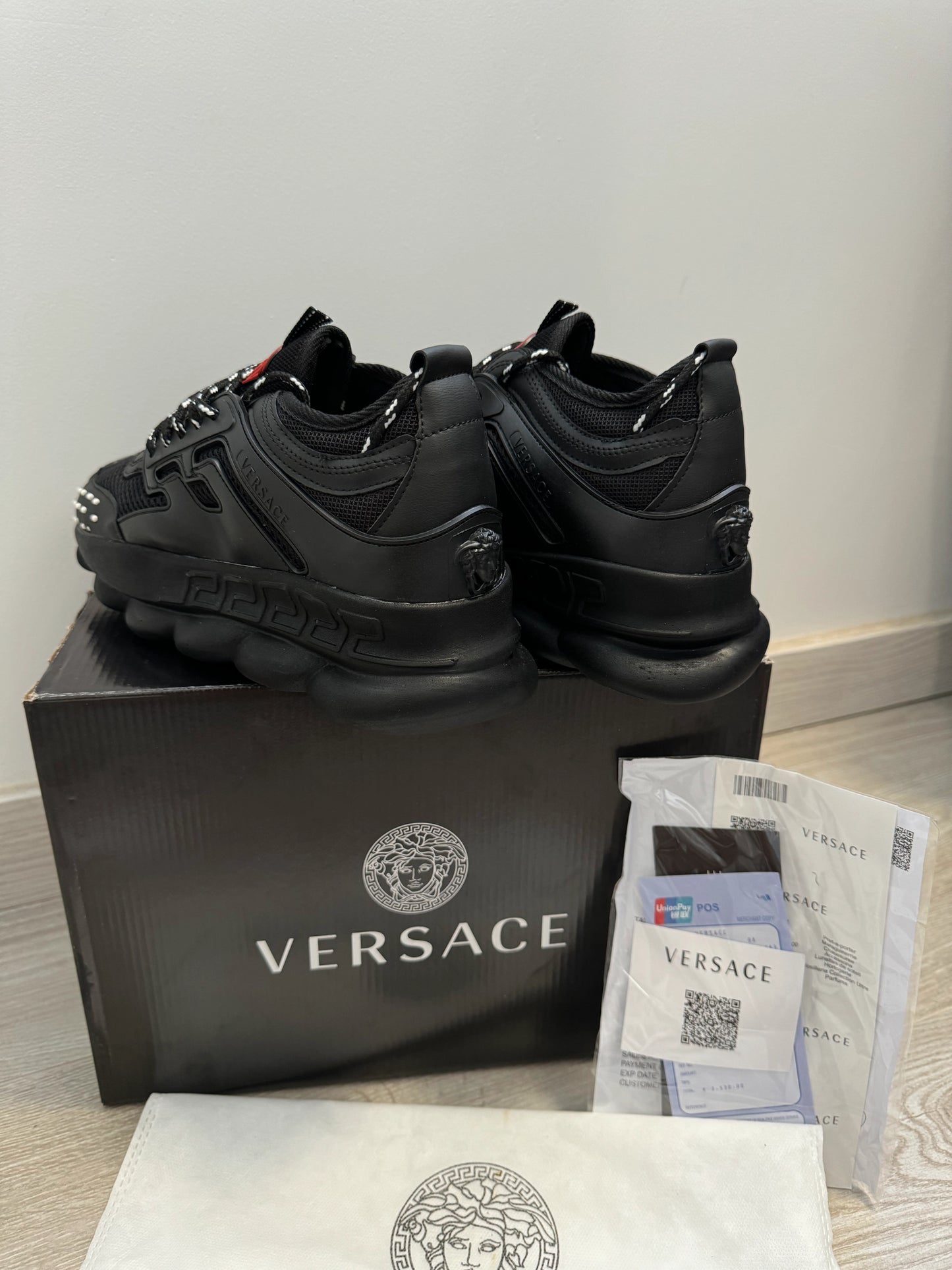 Versace Chain Reaction "Triple Black" sneakers
