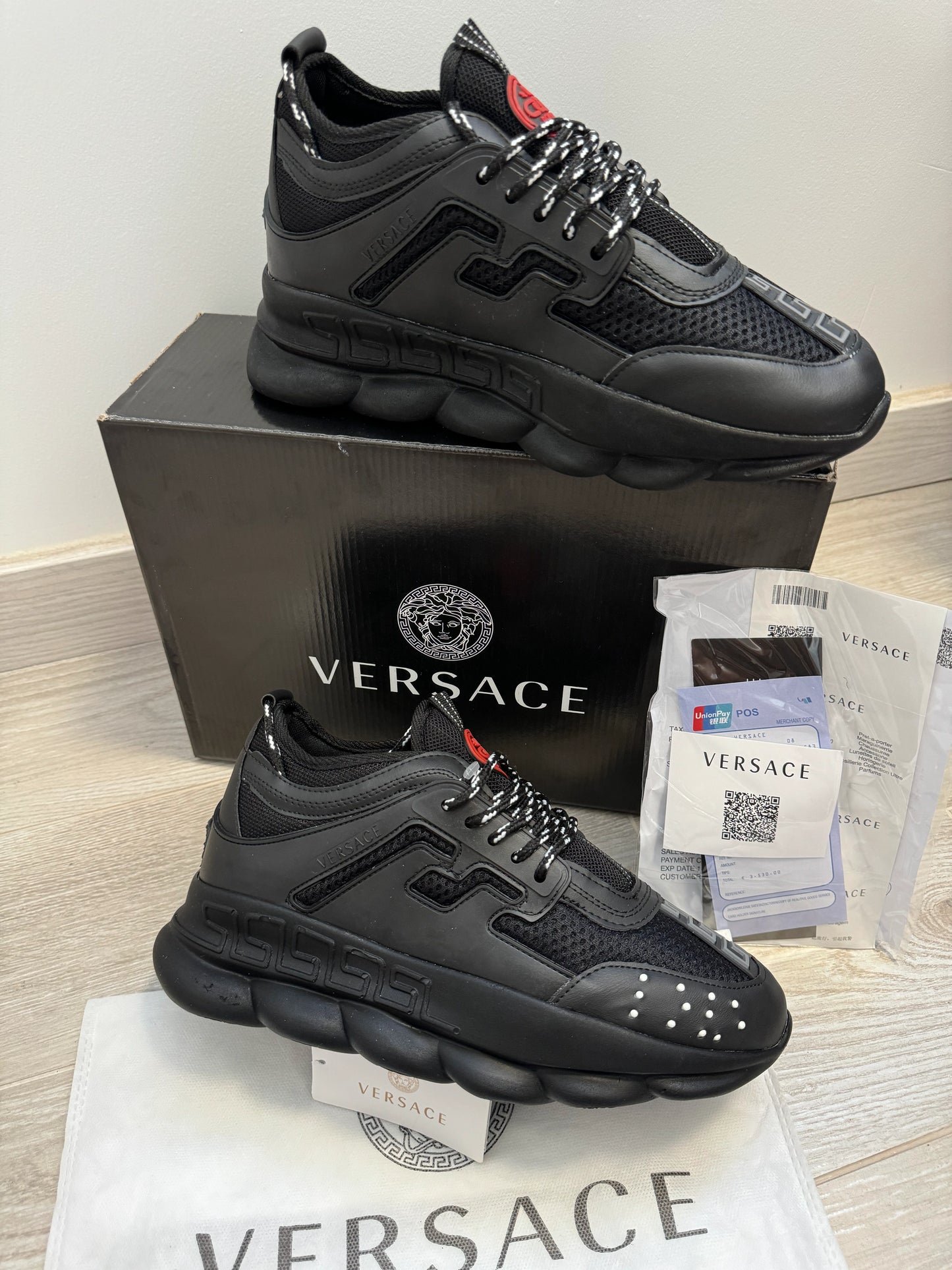 Versace Chain Reaction "Triple Black" sneakers
