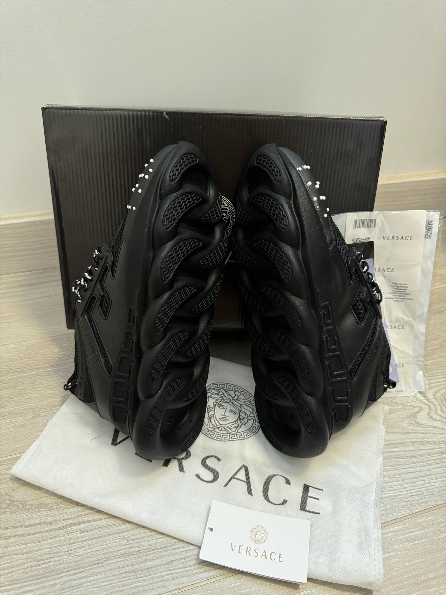 Versace Chain Reaction "Triple Black" sneakers