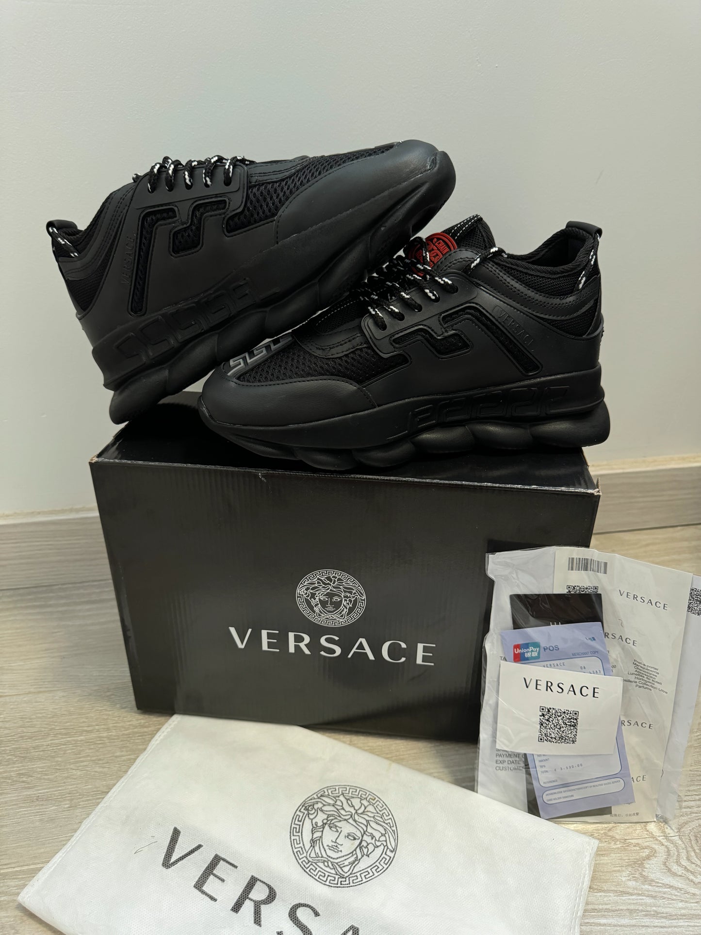 Versace Chain Reaction "Triple Black" sneakers